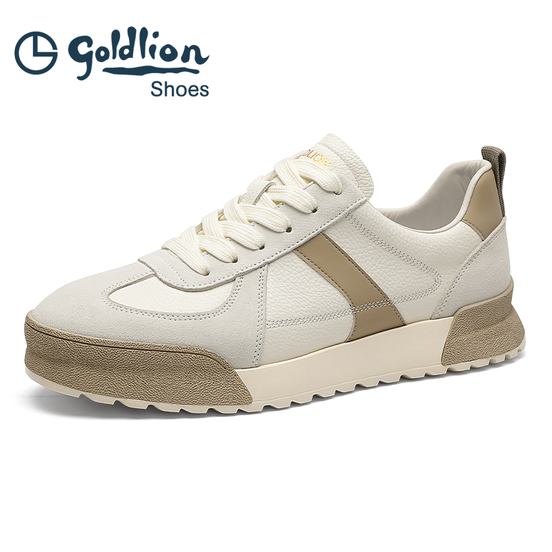 金利来男鞋  时尚厚底百搭休闲板鞋男士真皮运动休闲鞋舒适德训鞋