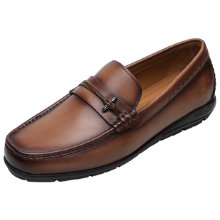 金利来男鞋  简约轻便真皮豆豆鞋男士轻质一脚蹬懒人套脚鞋乐福鞋