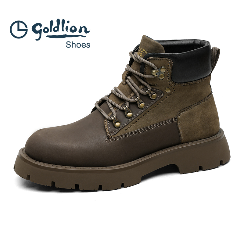 金利来男鞋 冬季时尚真皮马丁靴男士高帮厚底潮流沙漠棉靴户外靴