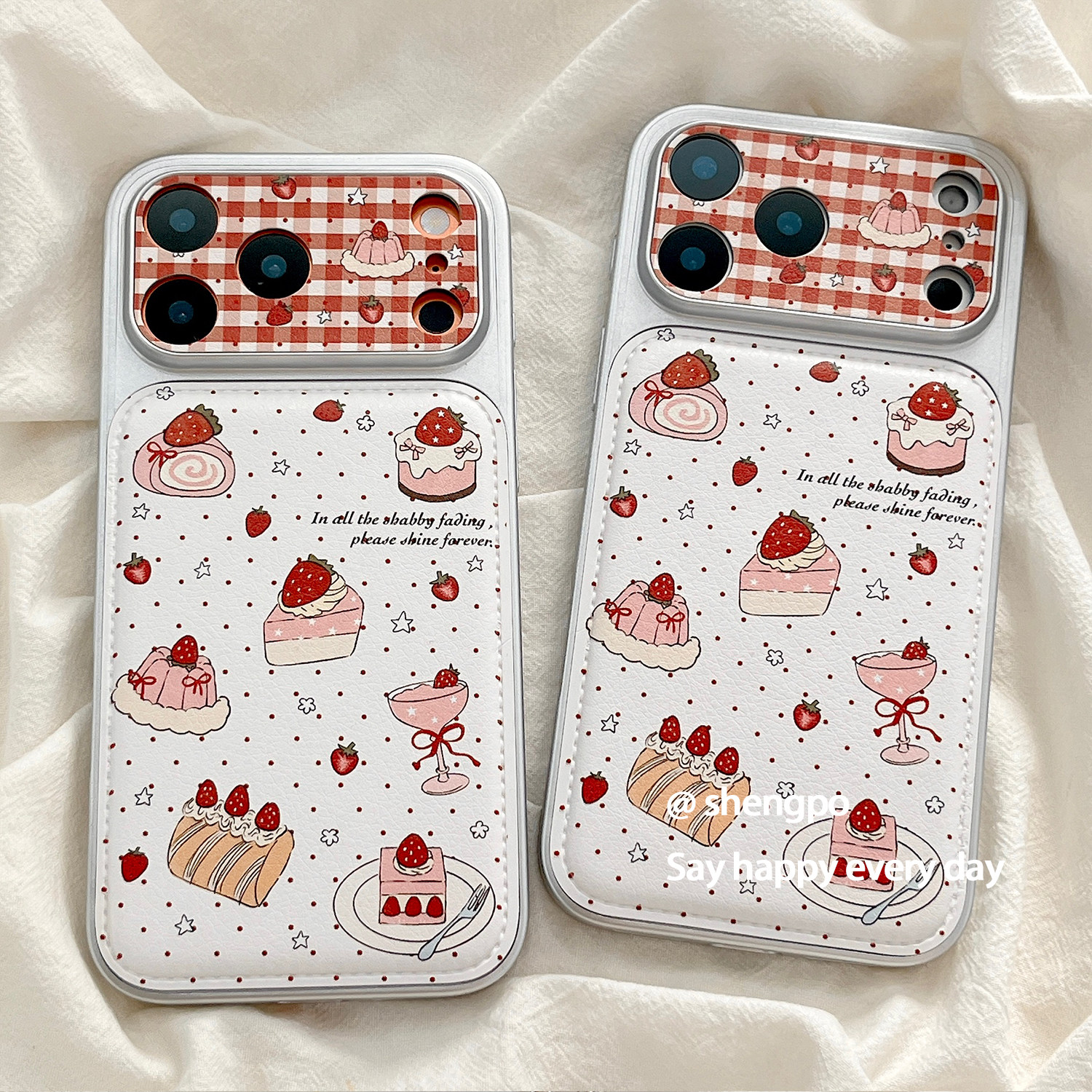 日韩ins风粉色草莓蛋糕适用iPhone17promax手机壳硅胶17苹果16promax防摔套新款15pro女14pro全包皮质少女心,3C数码配件,手机保护套/壳,淘宝优惠券,粉丝福利购,淘宝优惠卷