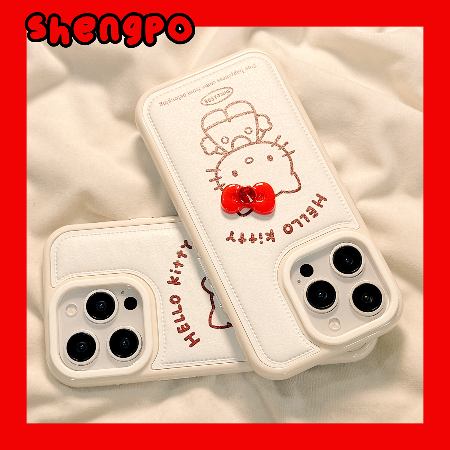 卡通hellokitty蝴蝶结手机壳皮质