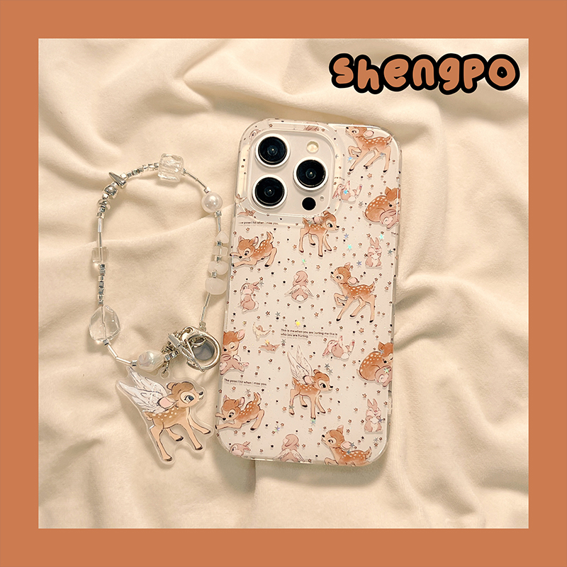 ins可爱梅花鹿兔子星星适用苹果16手机壳少女心iphone15promax带挂件新款16promax防摔套14Pro硅胶13女款全包