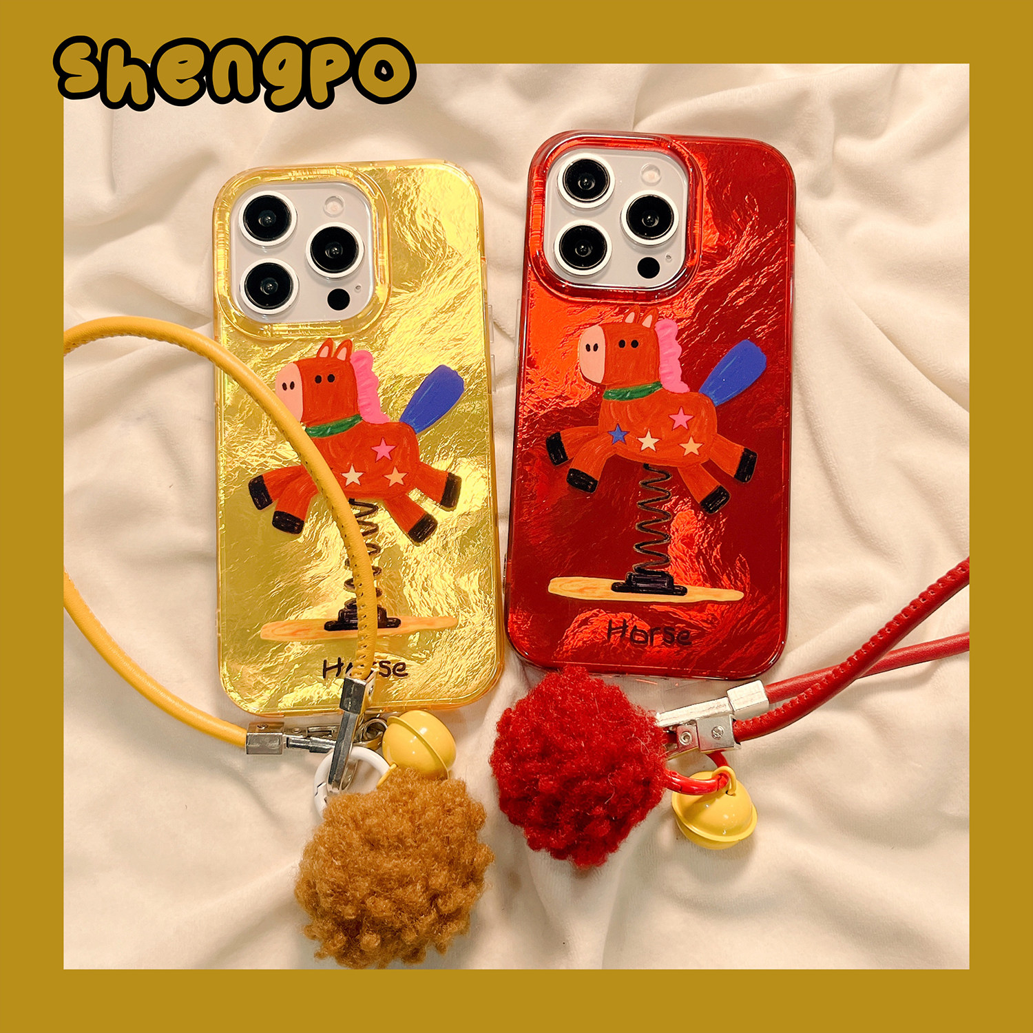 油画卡通可爱弹簧小马适用苹果17手机壳马年iphone17promax新款带挂绳16promax萌系15Pro防摔14情侣13保护套,3C数码配件,手机保护套/壳,淘宝优惠券,粉丝福利购,淘宝优惠卷
