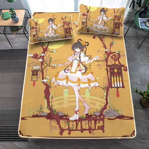 洛天依卡通冰丝席三件套可爱虚拟歌姬男生女生寝室夏季凉感单人席