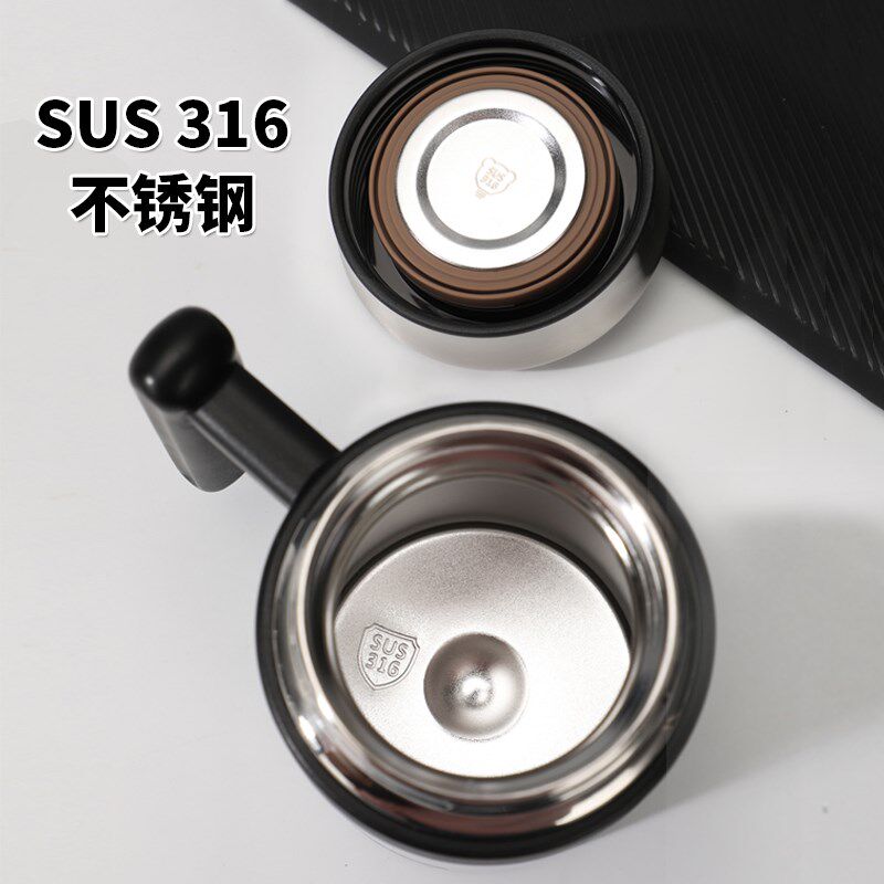 316不锈钢保温杯带把手柄男办公室泡茶水杯茶水分离杯子定制刻字