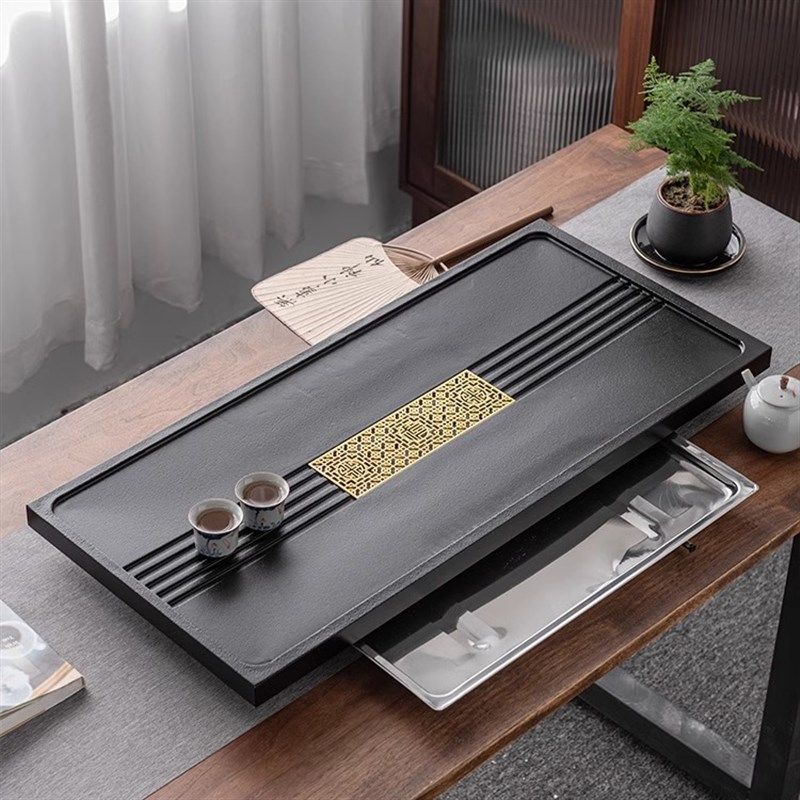 精选乌金石茶盘客厅办公室茶盘天然石头功夫茶台茶海茶盘下排水茶,餐饮具,茶盘,淘宝优惠券,粉丝福利购,淘宝优惠卷