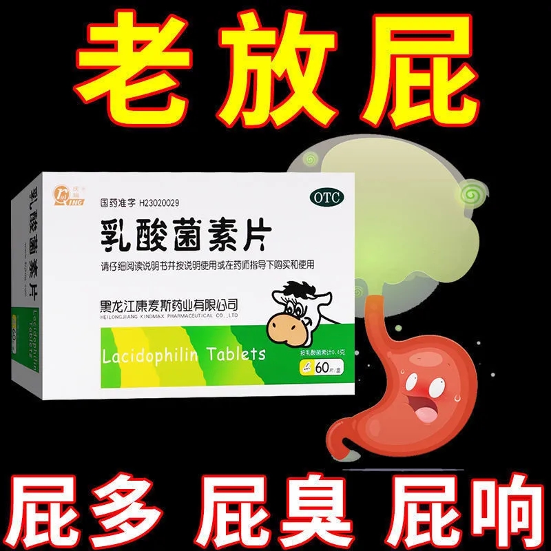 【庆瑞】乳酸菌素片0.4g*60片/盒老放屁肚子胀气腹胀胃胀气治肚子响放屁多消化不良