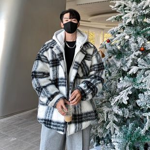假两件2025新款 棉衣宽松男女情侣棉衣格子外套 冬装