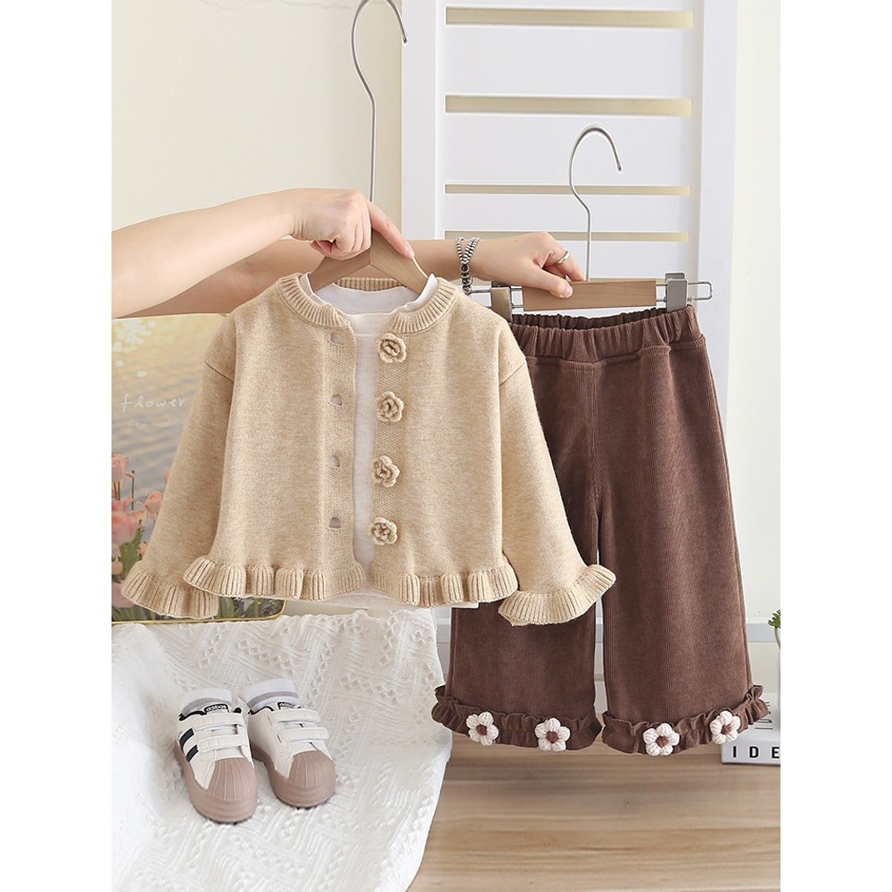 全棉纯棉女童春秋款套装洋气穿搭2婴儿衣服1-3岁女宝宝秋装毛衣开