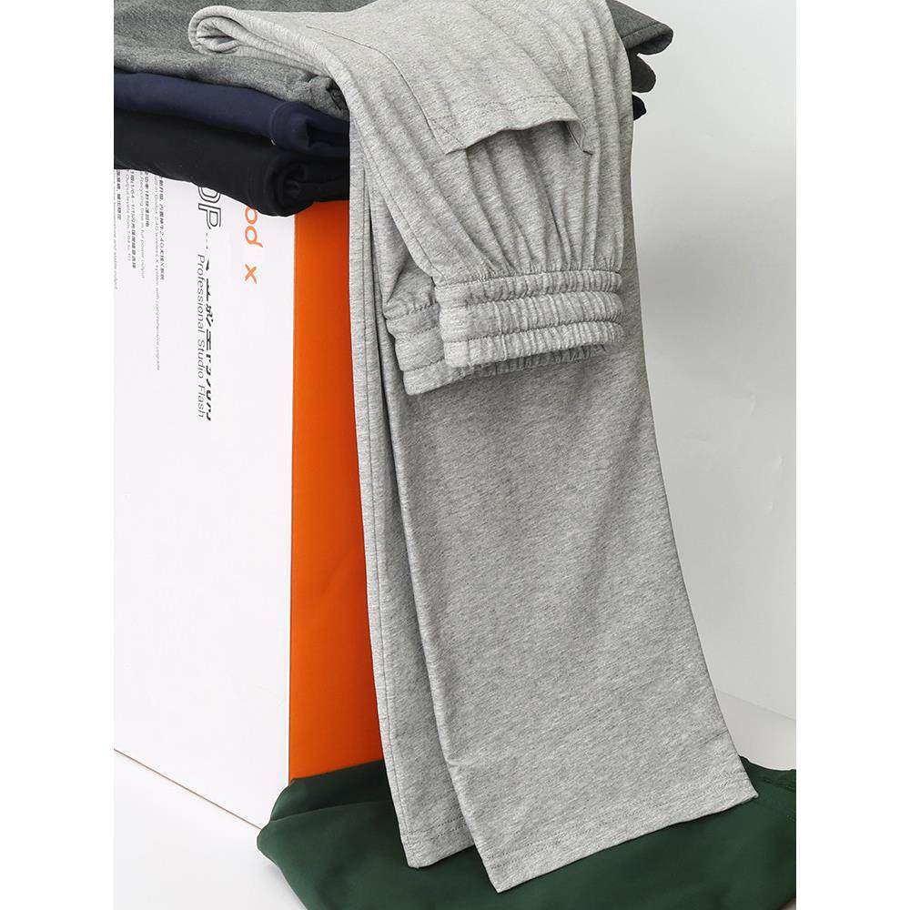 夏季纯棉薄款男裤灰色卫裤直筒裤子春秋季宽松百搭休闲长裤运动裤