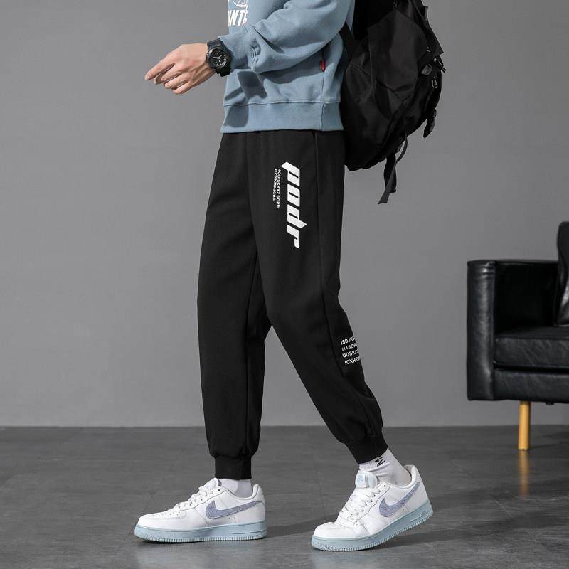 春秋青少年男孩运动休闲裤初中学生大童纯棉束脚卫裤加绒加厚冬装