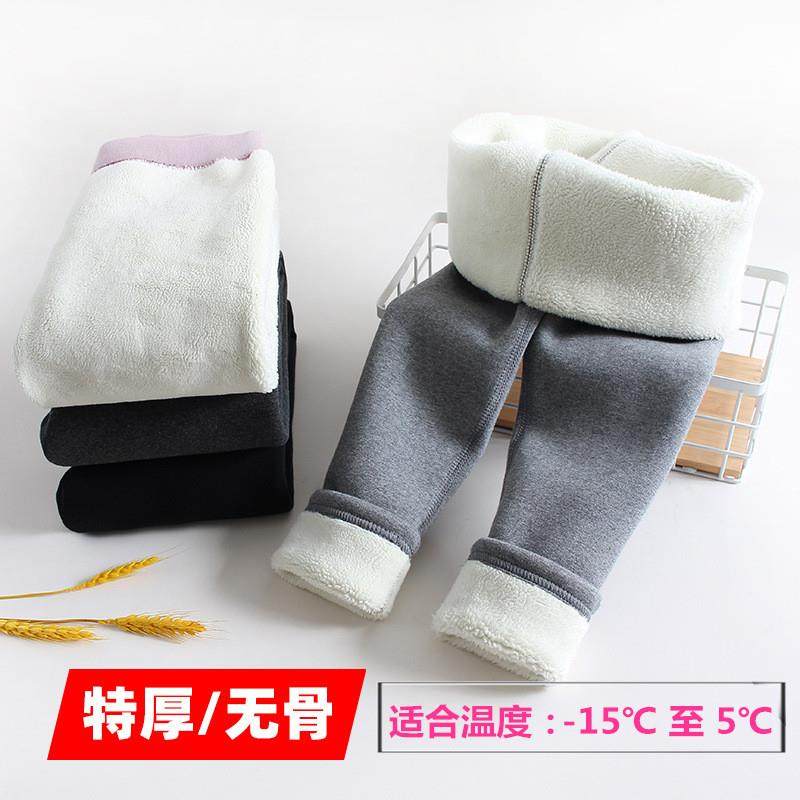 男女童加绒加厚裤子冬外穿女宝打底棉裤儿童宝宝一体绒特厚保暖裤