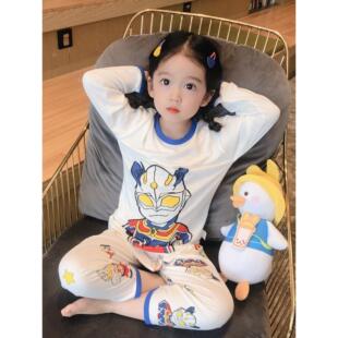 in网红男孩睡衣长袖薄裤，适合所有季节的女孩莫代尔家庭服装儿童