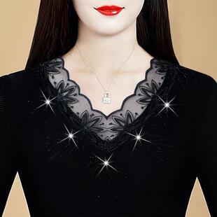 黑色蕾丝打底衫2025年新款洋气时尚上衣女轻奢高级感内搭外穿小衫