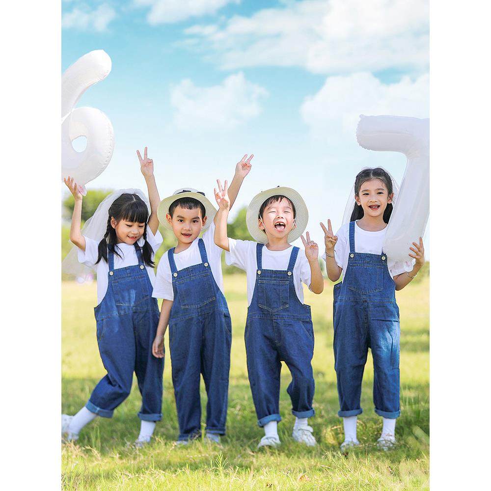 儿童演出服男女牛仔背带裤幼儿园表演舞蹈服亲子牛仔裤洋气毕业服,童装/婴儿装/亲子装,儿童牛仔裤,淘宝优惠券,粉丝福利购,淘宝优惠卷