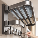 百悍毛巾架卫生间置物架免打孔浴巾架子一体厕所洗澡间浴室洗手间