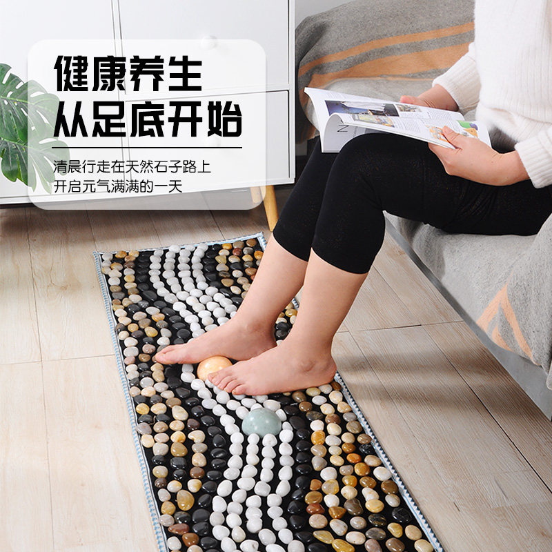 天然雨花石鹅卵石足底按摩垫脚地毯石足疗石子路指压板健身器材