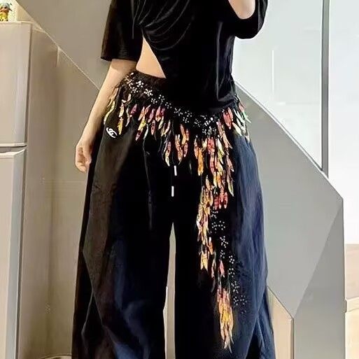 新款爵士舞蹈屁帘jzza街舞腰巾亮片臀巾嘻哈hiphop百搭腰带肚皮舞