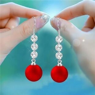 今年新款耳环红色耳饰耳环高级年轻耳环上档次耳饰爆款高档耳环女