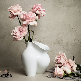 现德国Rosenthal卢臣泰La Chute花瓶白瓷抽象艺术摆件样板房轻奢