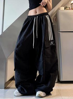 DDNX美式高街嘻哈hiphop条纹工装裤男女同款百搭阔腿休闲 拖地裤