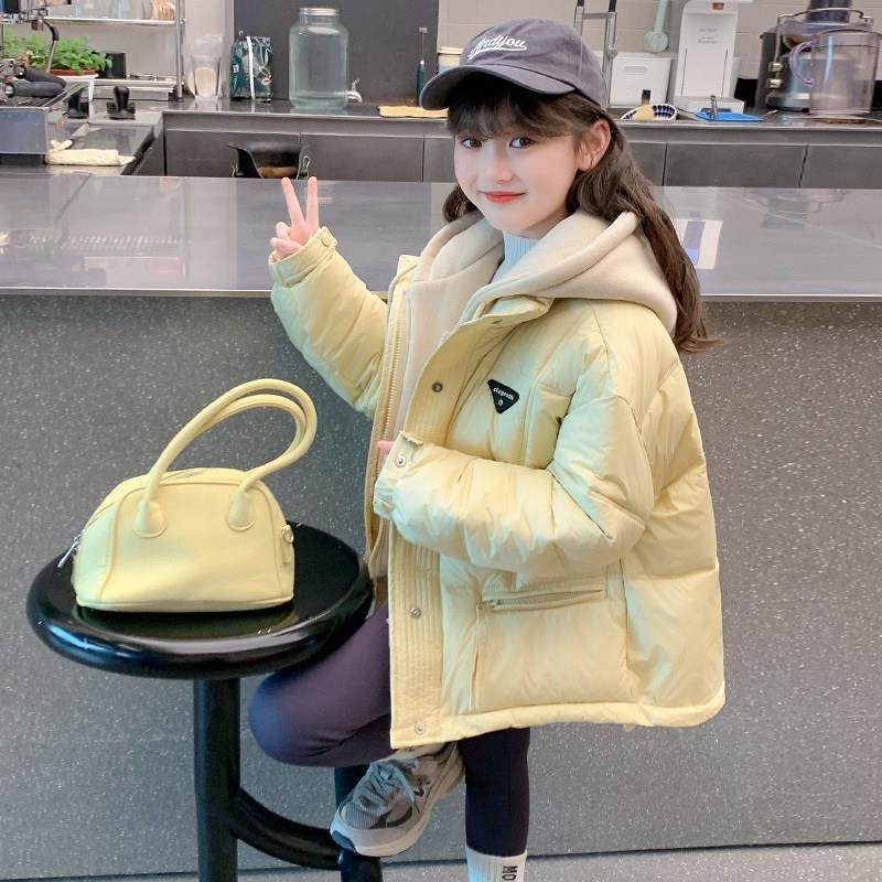 女童羽绒服冬季2025新款儿童洋气时髦假两件90白鸭绒女孩冬装外套
