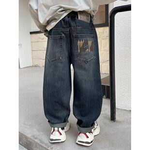 男童裤子春秋款牛仔裤痞帅风2025新款大童男孩老爹裤儿童秋装长裤