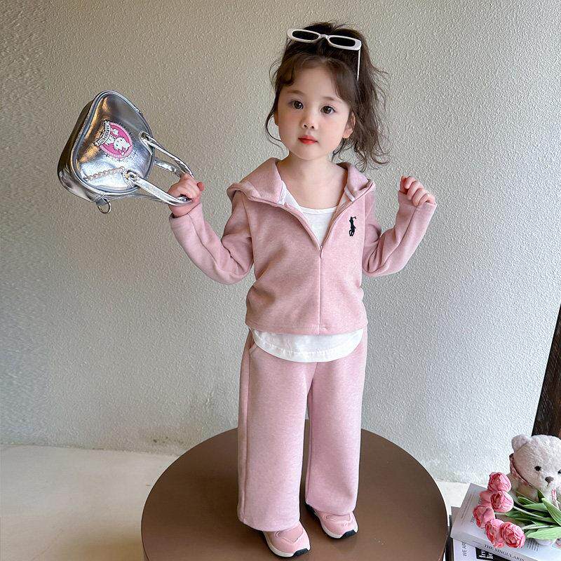 女童春秋款套装2025新款洋气时髦儿童绣花女宝宝春季春装运动卫衣