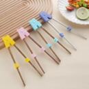 宝宝训练筷实木筷子家用学习筷1-7岁吃饭辅助筷不锈钢回弹练习筷