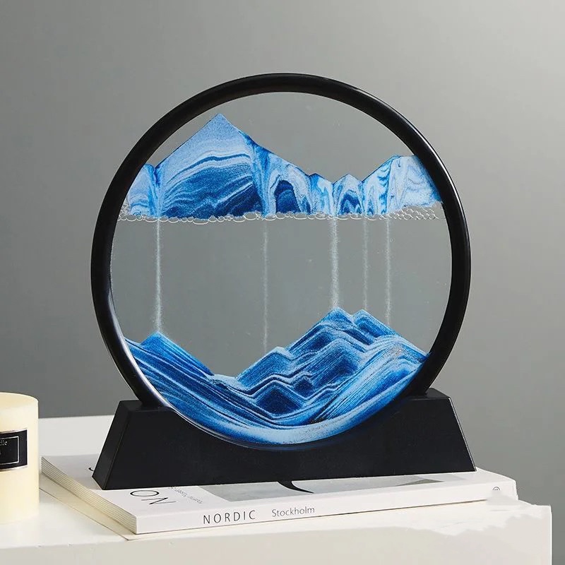 流沙摆件圆形流沙画3d立体动态沙漏电视柜酒柜装饰礼物桌面摆件画图片