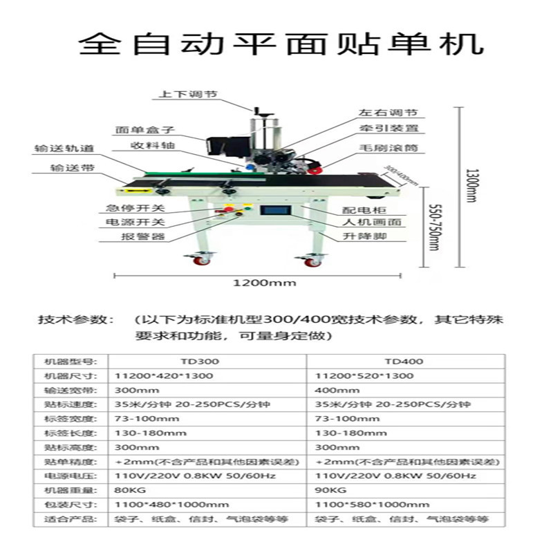 现货立发全自动快递面单平面贴单机电商纸箱不干胶贴标机