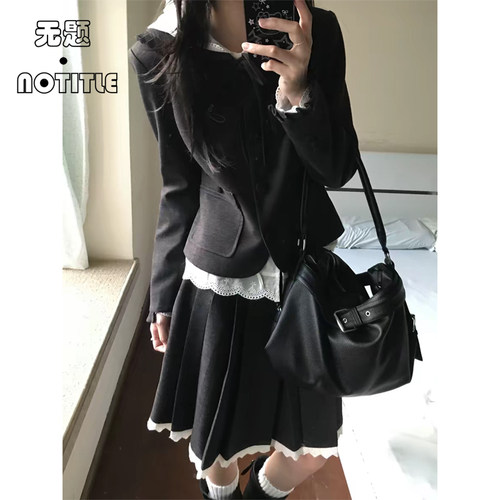 美式复古黑色软皮托特包
