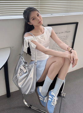 美式学院软皮大容量抽绳双肩包单肩斜挎手提四种背法 无题notitle