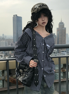 朋克铆钉扣辣妹机车包单肩斜挎包可调节大容量托特包 无题notitle