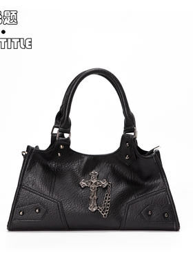 美式复古黑色铆钉扣辣妹机车包单肩斜挎手提腋下包 无题notitle