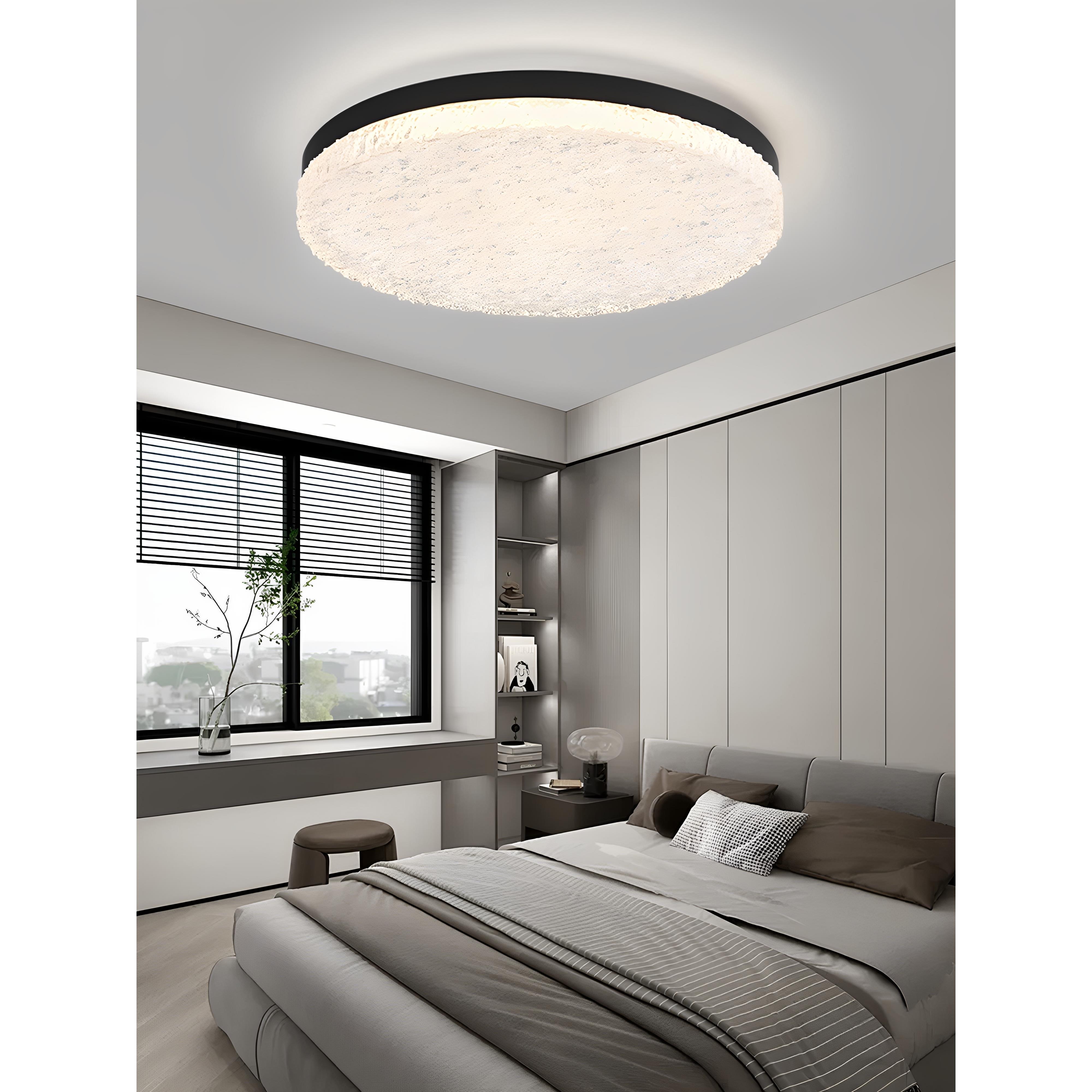 意式极简卧室吸顶灯现代简约圆形高亮度全光谱护眼智能书房灯具