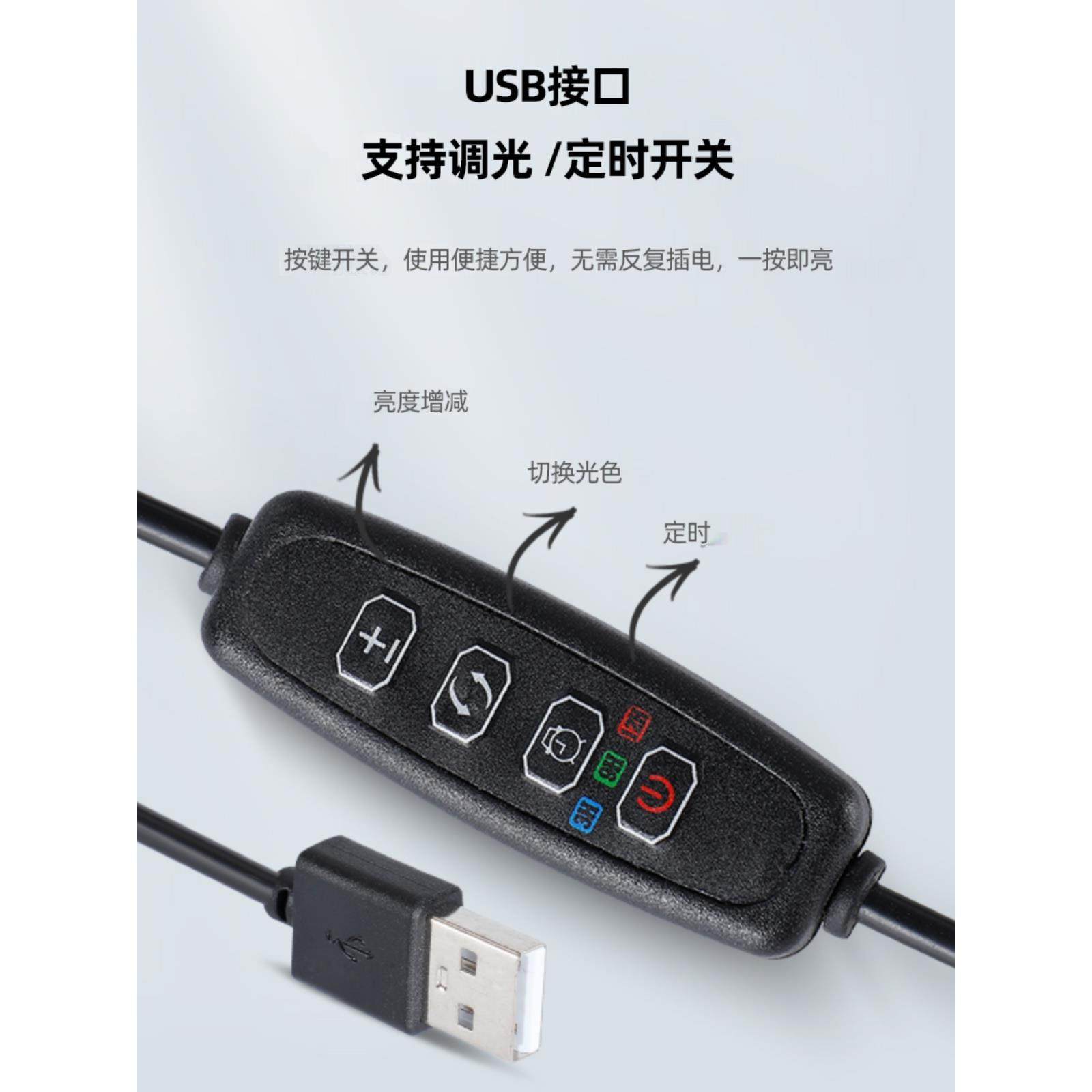 led微景观灯USB插头苔藓植物灯鱼缸造景竹板灯三色变光植物生长灯