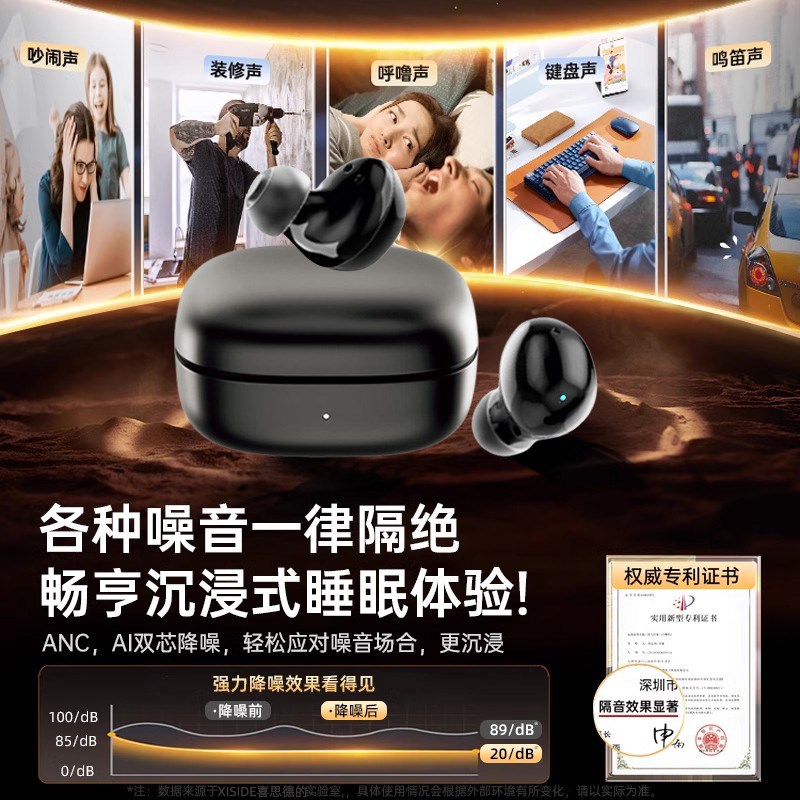 【德国ANC+ENC双模主动降噪】隔音耳塞睡眠睡觉专用防噪声打呼噜
