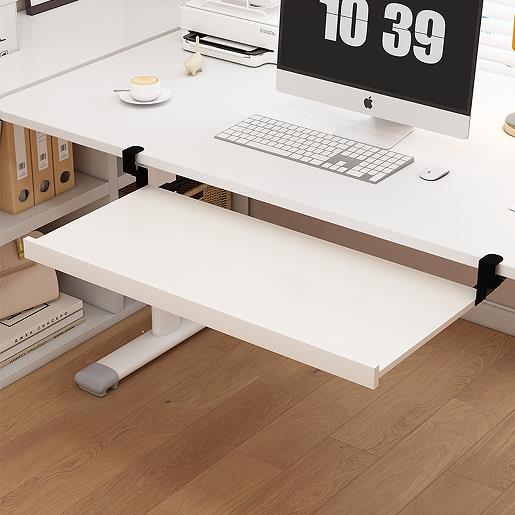 键盘托架挡板免打孔桌下键盘架办公桌抽屉托盘加装滑轨键盘抽架托