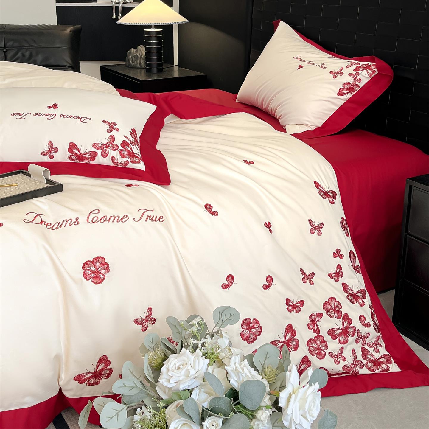 高档备婚结婚四件套大红色新房陪嫁床单被套婚礼婚庆床上用品婚房