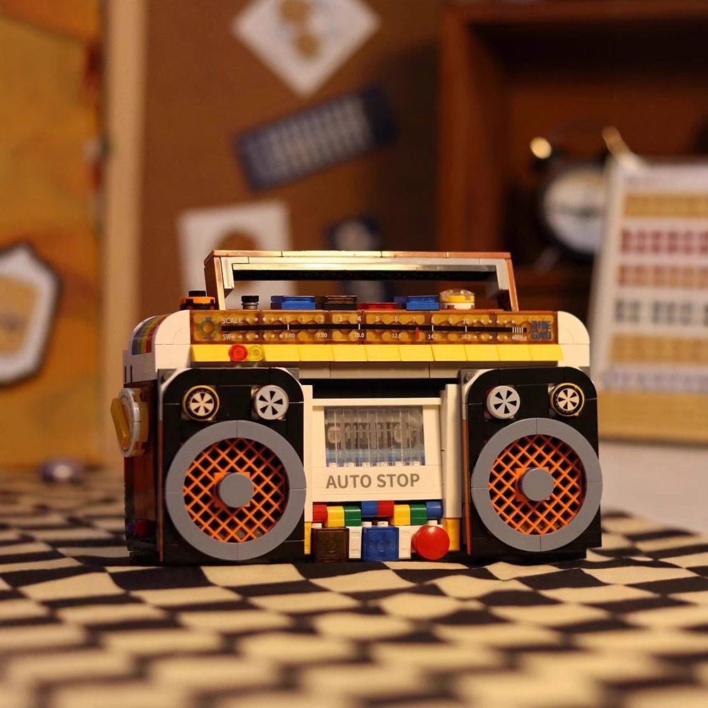 创意复古积木收音机电视打字机系列益智小颗粒拼装玩具男女孩礼物