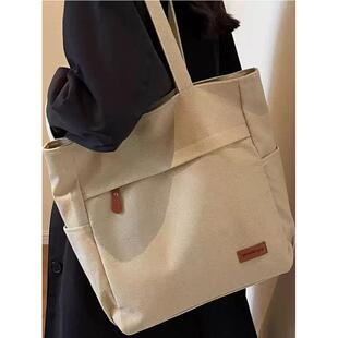 时尚大容量包包女大学生上课手提布袋上班帆布单肩通勤托特妈咪包