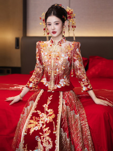 嫁衣敬酒礼服高端婚服 新娘结婚龙凤褂中式 秋季 重工秀禾服2025新款