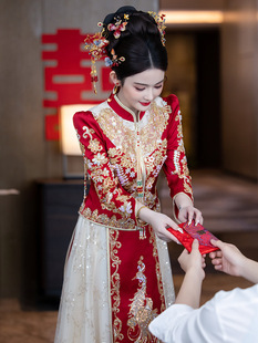 丝绒秀禾服2026新款新娘结婚婚纱中式嫁衣大码敬酒服出阁婚服冬季