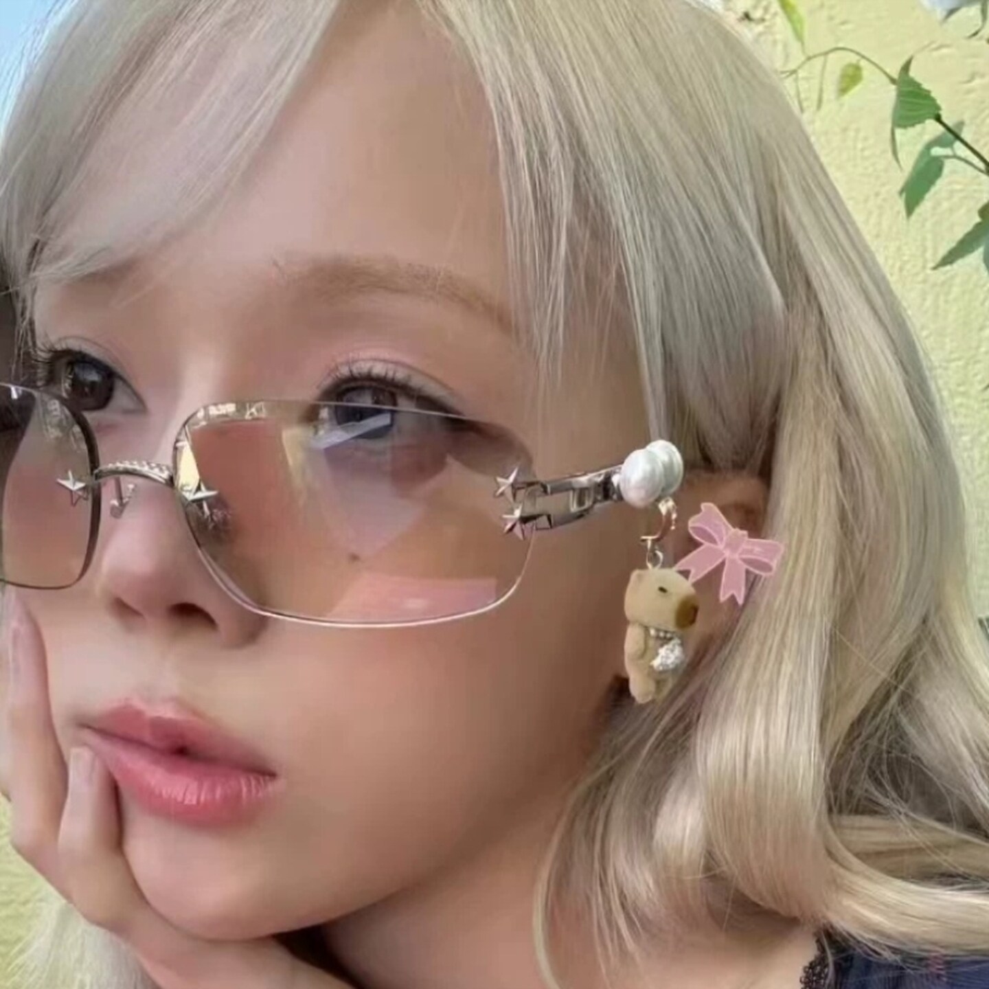 眼镜女高级感透明无边框墨镜女高级感千禧辣妹Y2K星星水钻太阳镜
