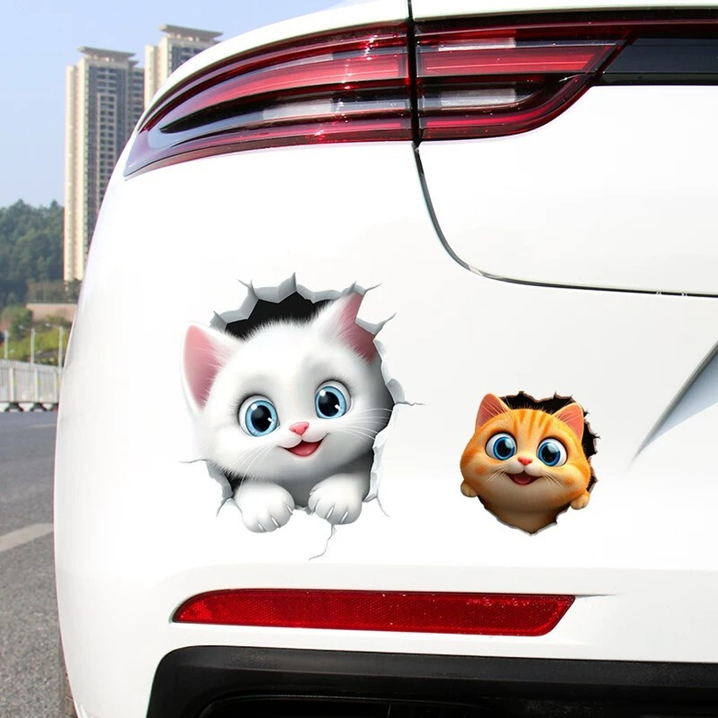 汽车3D立体车贴猫咪遮挡划痕放刮车身遮盖单车电动车可爱装饰贴纸