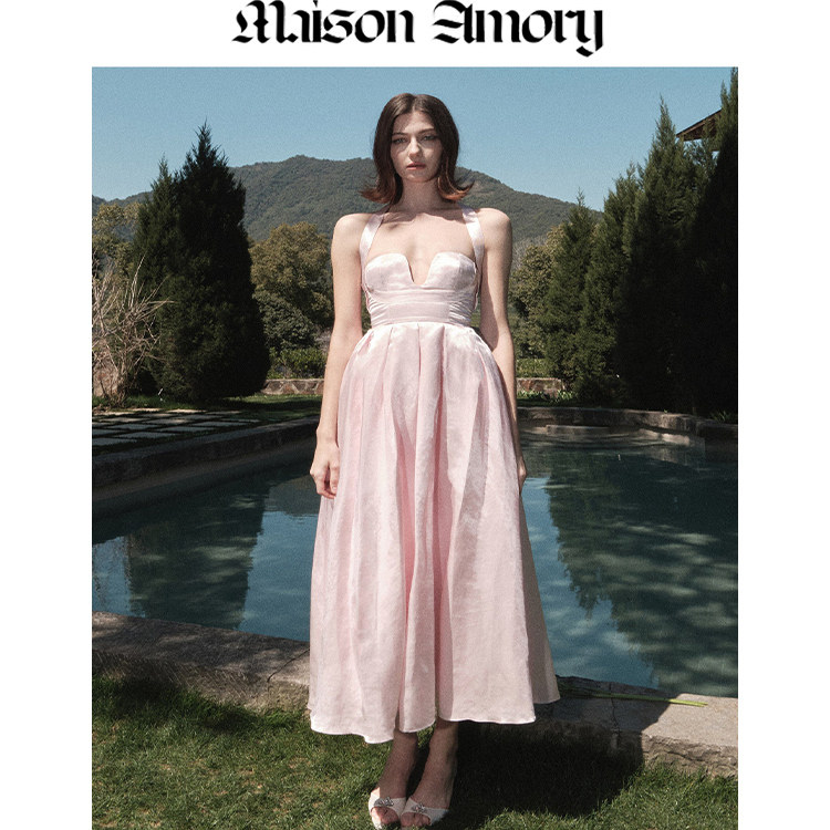 MaisonAmory暗粉迷笛连衣裙