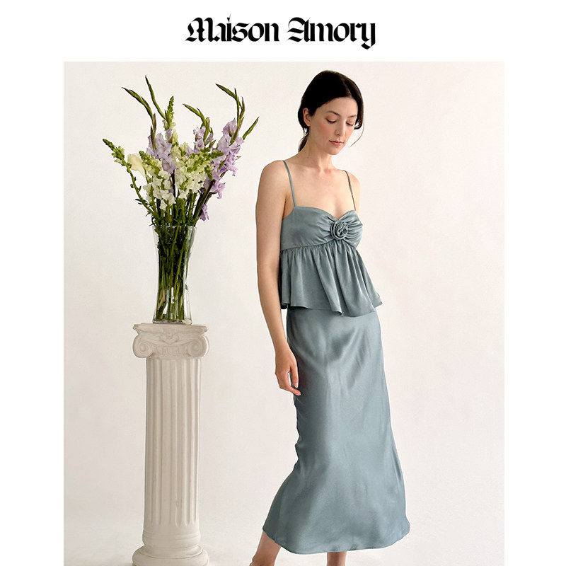 MaisonAmory灰蓝色缎面