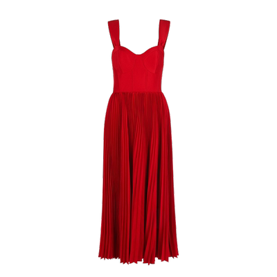 红钻琴谱·高腰迷笛连衣裙 宝石红Primrose Midi MaisonAmory