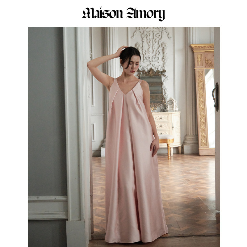 MaisonAmory灰粉色及踝连衣裙